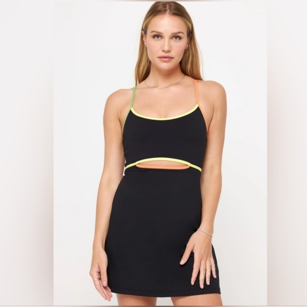 Spiritual Gangster Winnie Active Black Mini Dress with Bright Accents